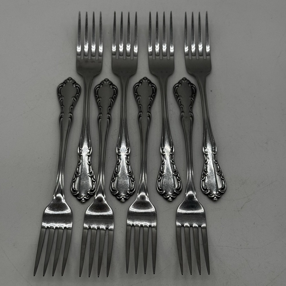 Oneida Profile St. Louis Glossy Lot Of 8 Dinner Forks Stainless Flatware
